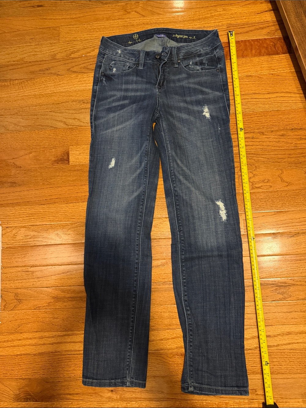 Hot in Hollywood Straight Leg Distressed Blue Jeans